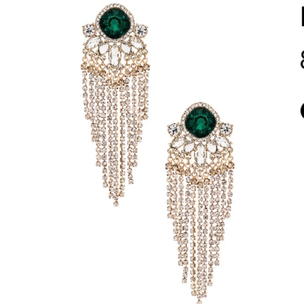 Elegant Gold and Green Chandelier Earrings